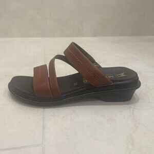 EUC Mephisto Women Brown Leather Sandals Sz EU 36 US 6 Slip On